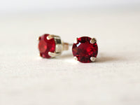 July Birthstone Stud Earrings in Ruby